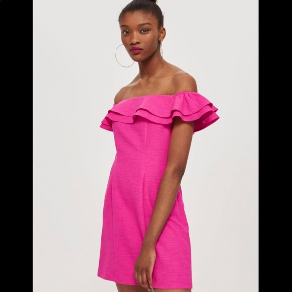 topshop pink ruffle dress